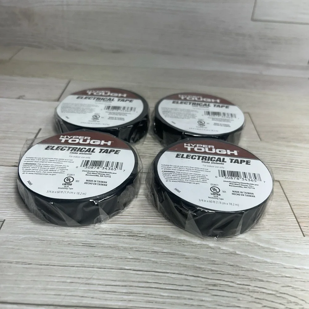 (4) Insulation Electrical Tape Flame Retardant Durable Vinyl Black 60Ft 3/4